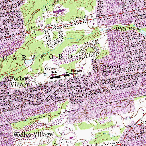 Topographic Map of Barnes School, CT