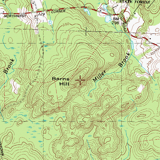 Topographic Map of Barns Hill, CT
