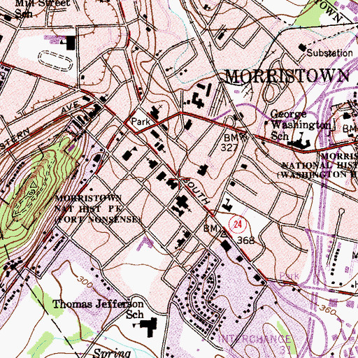 Topographic Map of Joint Free Public Library of Morristown and Morris Township, NJ