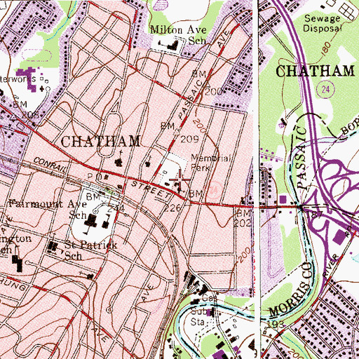 Topographic Map of Joint Free Public Library of the Chathams, NJ
