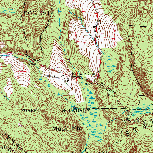 Topographic Map of Barrack Cemetery, CT