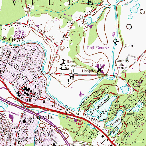 Topographic Map of Lake Arrowhead, NJ