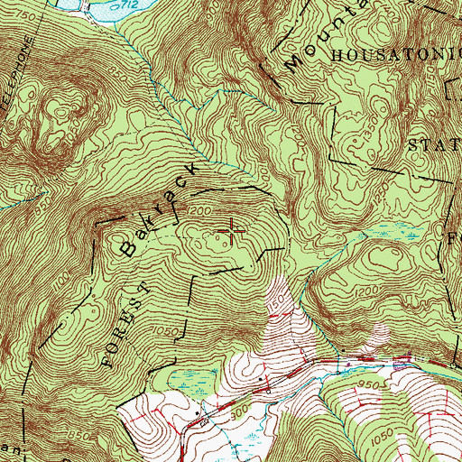 Topographic Map of Barrack Mountain, CT