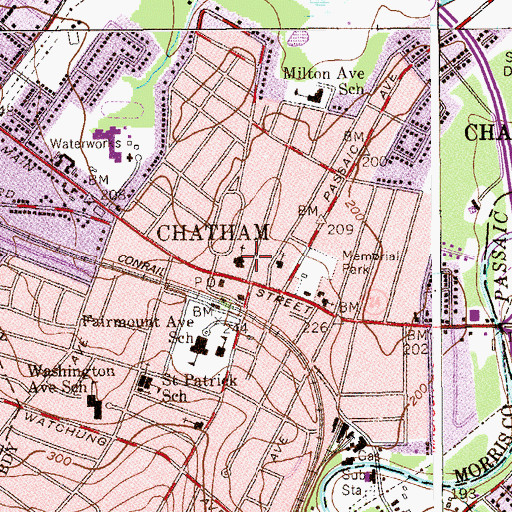 Topographic Map of Ogden Memorial Presbyterian Church, NJ