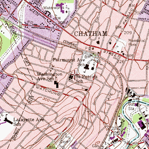Topographic Map of Saint Patrick's Roman Catholic Church, NJ