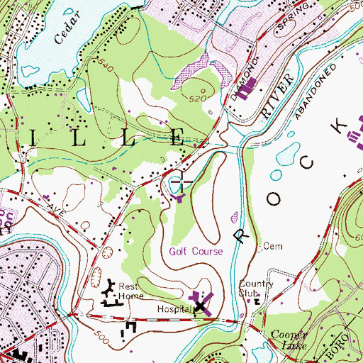Topographic Map of Diamond Springs Pond, NJ