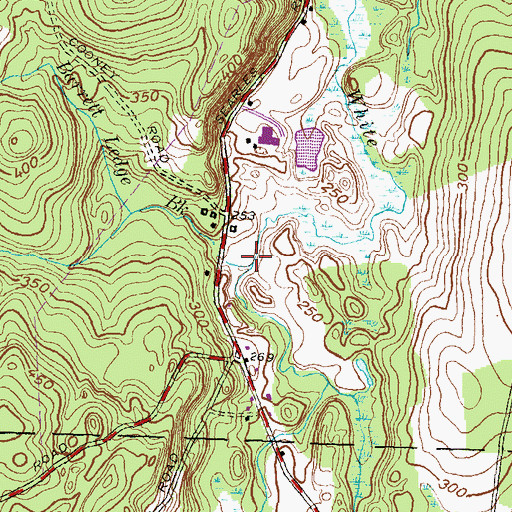 Topographic Map of Barrett Ledge Brook, CT