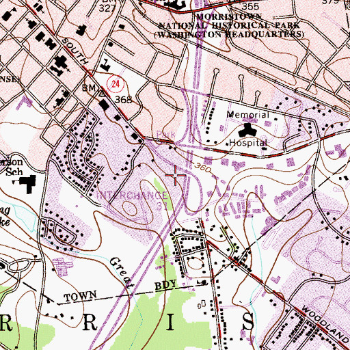 Topographic Map of Peck School, NJ