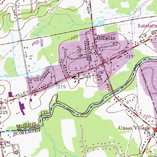 Topographic Map of Gillette Elementary School, NJ