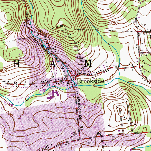Topographic Map of Brookside Post Office, NJ