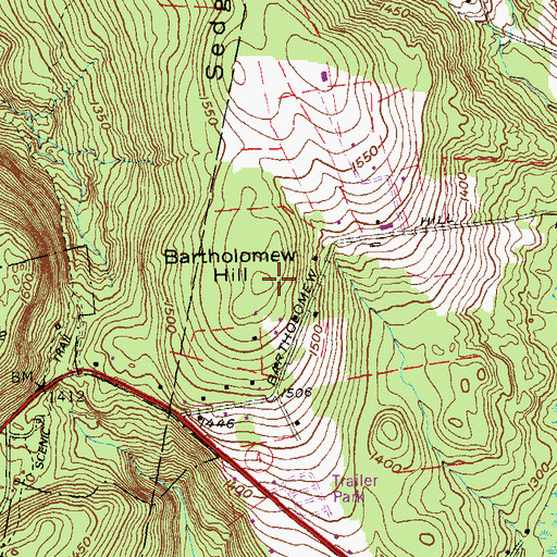 Topographic Map of Bartholomew Hill, CT