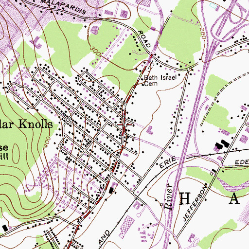Topographic Map of Cedar Knolls Post Office, NJ