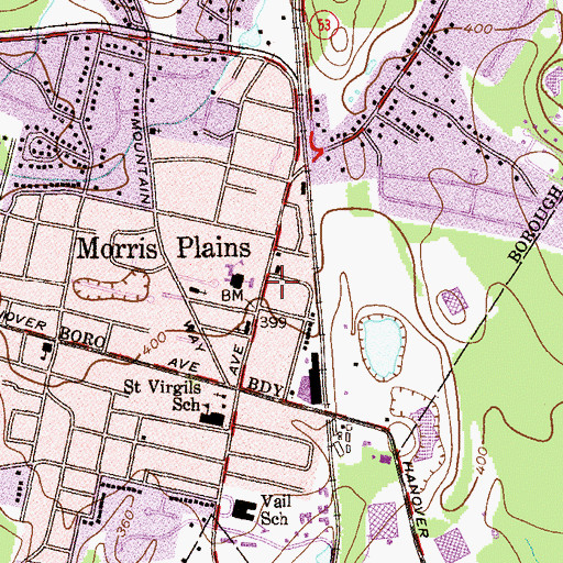 Topographic Map of Morris Plains Post Office, NJ