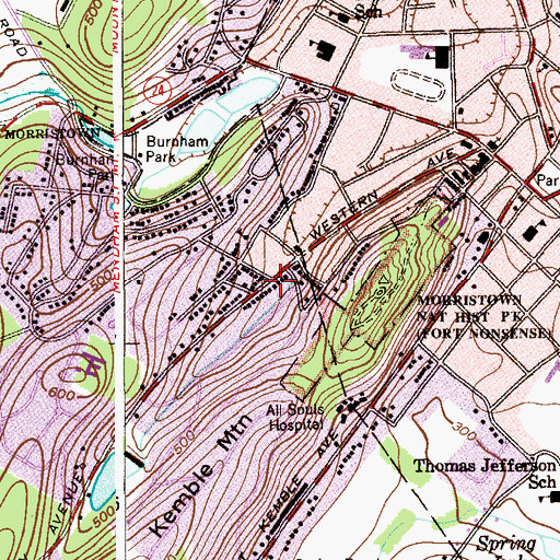 Topographic Map of Hillside Hose Company Number 1, NJ