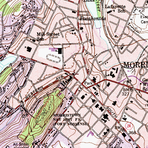 Topographic Map of First Baptist Church, NJ