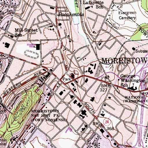 Topographic Map of First Presbyterian Church, NJ
