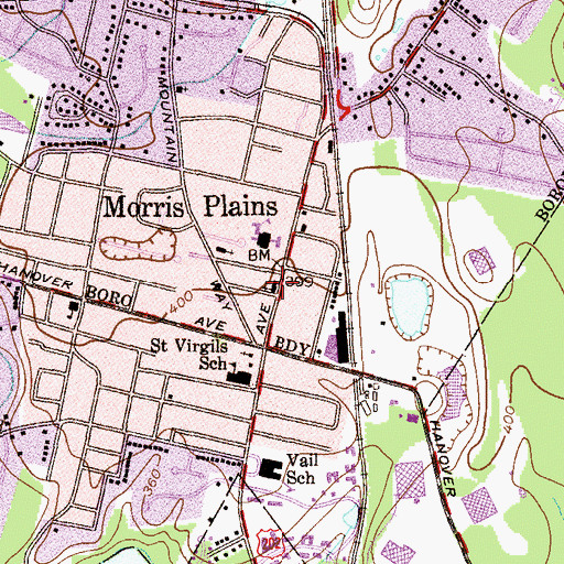 Topographic Map of Morris Plains Presbyterian Church, NJ