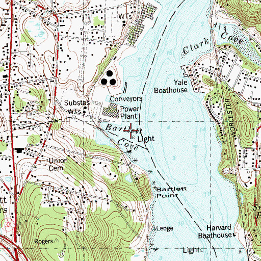 Topographic Map of Bartlett Cove, CT