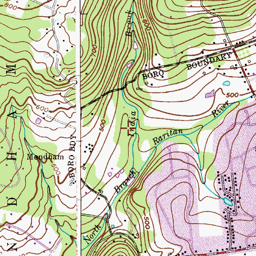 Topographic Map of India Brook Park, NJ