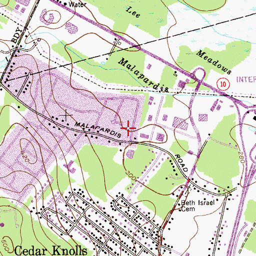 Topographic Map of Malaparids Park, NJ