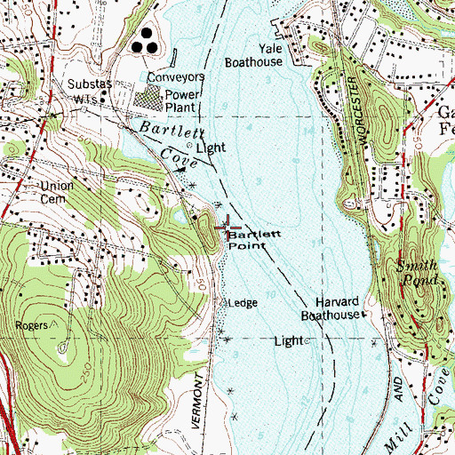 Topographic Map of Bartlett Point, CT