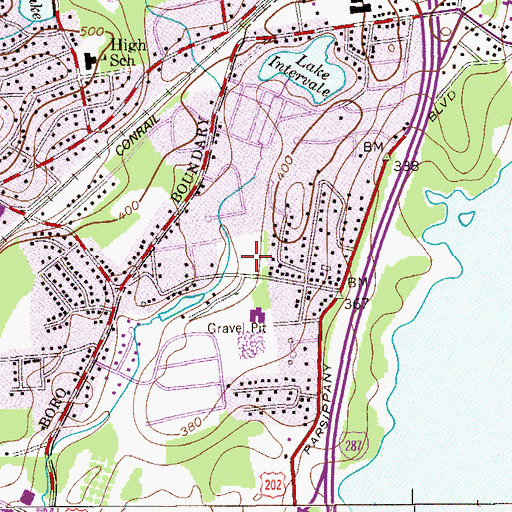 Topographic Map of Manor Park, NJ