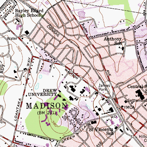 Topographic Map of Dorothy Young Center for the Arts, NJ