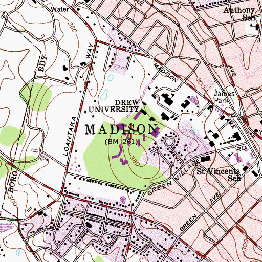 Topographic Map of Holloway Hall, NJ