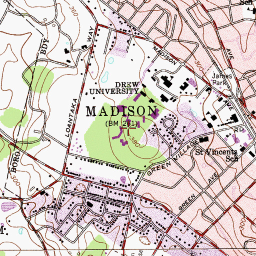 Topographic Map of Brown Hall, NJ