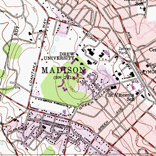 Topographic Map of Baldwin Hall, NJ