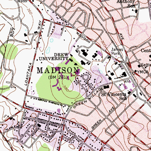Topographic Map of Haselton Hall, NJ