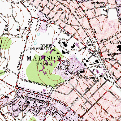 Topographic Map of Eberhardt Hall, NJ