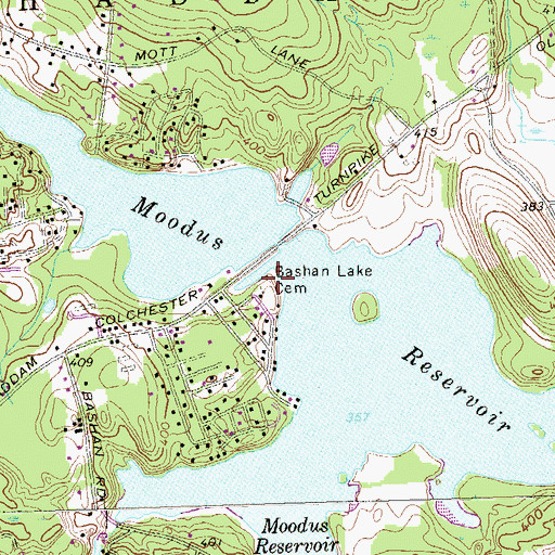Topographic Map of Bashan Lake Cemetery, CT