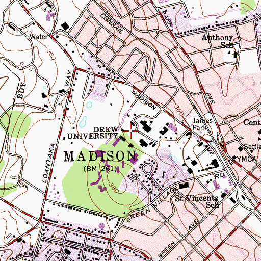 Topographic Map of F M Kirby Shakespeare Theatre, NJ