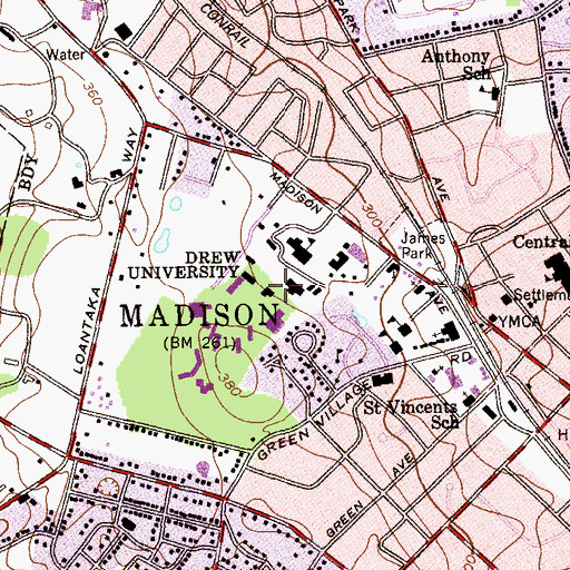 Topographic Map of Samuel W Bowne Hall of Graduate Studies, NJ