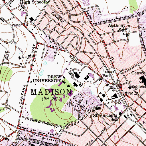 Topographic Map of Seminary Hall, NJ