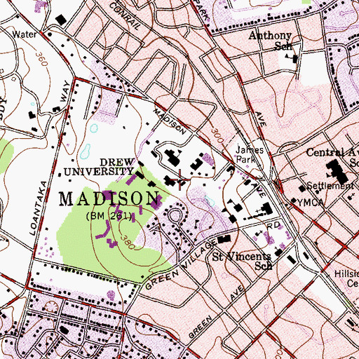 Topographic Map of Hoyt-Bowne Hall, NJ