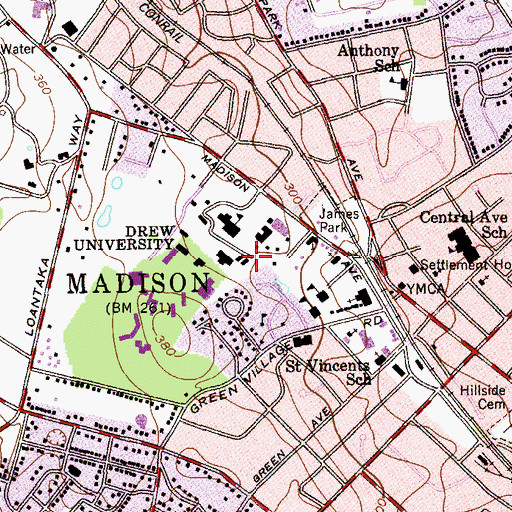 Topographic Map of Asbury Hall, NJ