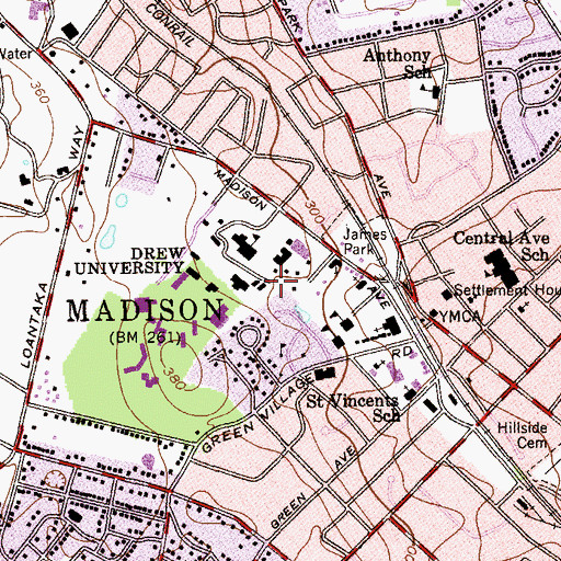Topographic Map of Embury Hall, NJ