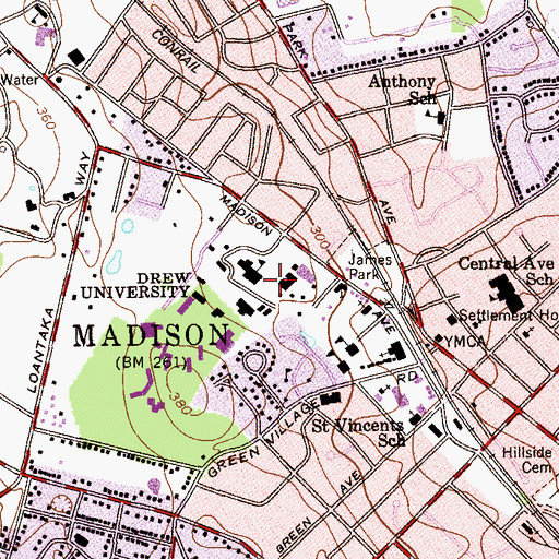 Topographic Map of United Methodist Archives and History Center, NJ