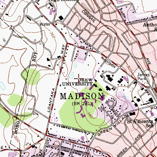 Topographic Map of Rose Memorial Library, NJ