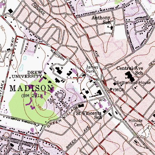 Topographic Map of Faulkner House, NJ