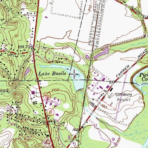 Topographic Map of Lake Basile, CT