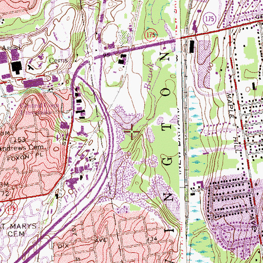 Topographic Map of Bass Brook, CT
