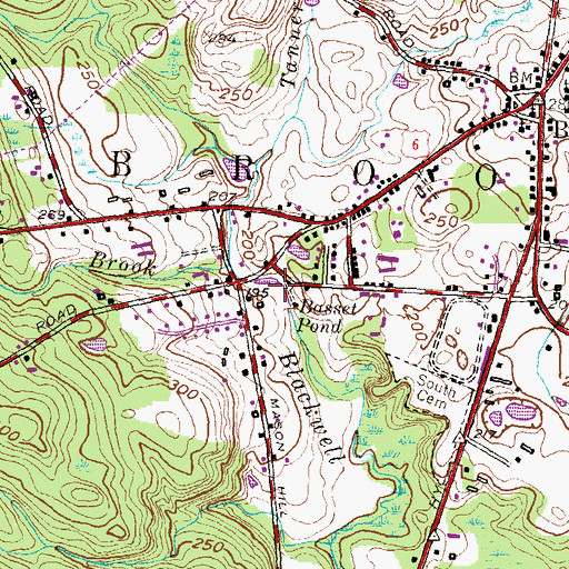Topographic Map of Basset Pond, CT