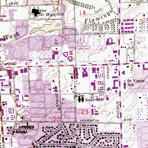 Topographic Map of Desert Springs Hospital Medical Center, NV