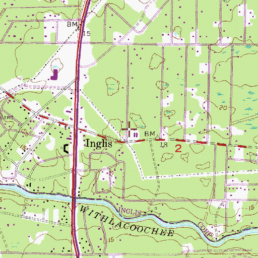Topographic Map of Jesus Is Lord Over Inglis Church, FL