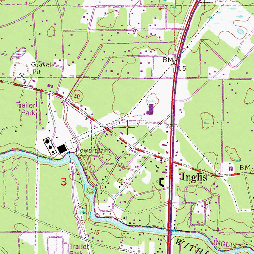 Topographic Map of Inglis Town Hall, FL