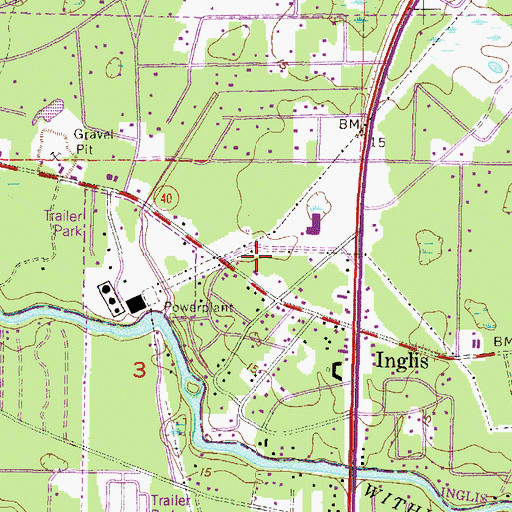 Topographic Map of Inglis Fire Rescue, FL