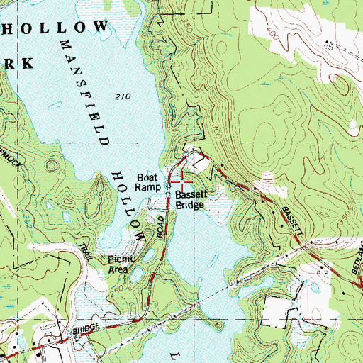 Topographic Map of Bassett Bridge, CT